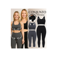 Kit 2 Conjunto Academia Sem Costura Confortável Com Top