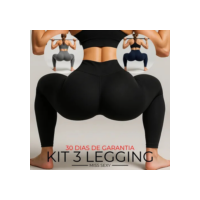 Kit 3 Calça Legging Feminina Cintura Alta Costura Reforçada