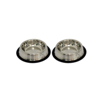 Kit 2 Potes Comedouro e Bebedouro Em Inox Anti Derrapante 240 ml Patas Relevo Mini