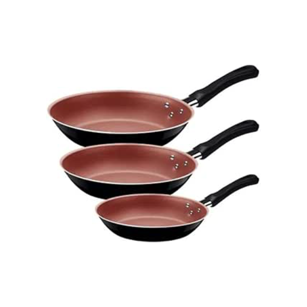 Tramontina JOGO FRIGIDEIRAS 3PCS CARIBE PRETO - SORTIDOS DE ALUMINIO COM REV ANTIADERENTE E POLIESTER