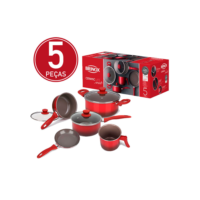 Jogo de Panelas Brinox Life Smart Easy Cerâmica 5 Peças - Vermelho