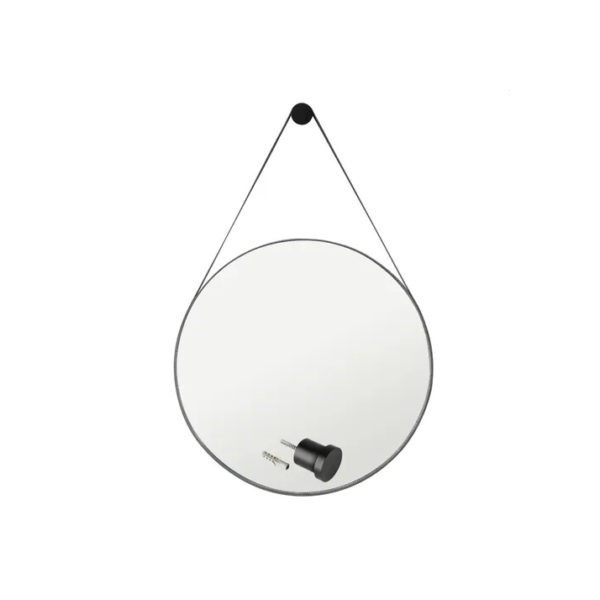 Espelho Redondo Decorativo Adnet Escandinavo 60cm + Suporte