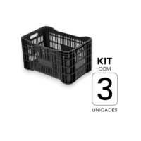 Kit 3 Caixas Plásticas Vazadas 52L – Organização para Hortifrúti, Feira e Mercado