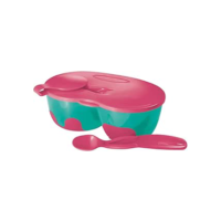 Multikids Baby Prato Fundo Com Divisória E Colher Funny Meal Rosa - Bb054 Rosa