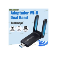 Adaptador Wi-fi Dual Band 2-4G e 5G USB 3.0 5Ghz 1300Mbps 2 Antenas