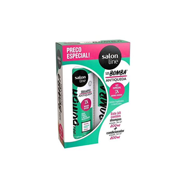 Salon Line, Kit Shampoo e Condicionador, SOS Bomba, Antiqueda - Todos os Tipos de Cabelo, 200 ml cada