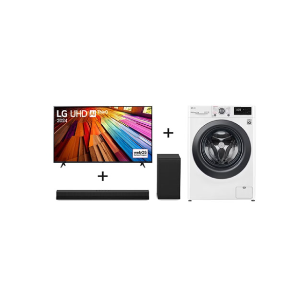 Combo LG Smart TV LG UHD 4K UT80 65" + Soundbar S40T + Lavadora Smart VC5 11kg Branca 220V - 65UT8000S40.FV3011A | LG BR
