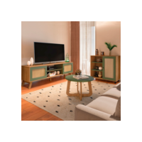 Sala de Estar Completa para TV Até 75 Polegadas Charlotte 3 Portas 3 Prateleiras Carvalho/Menta - Pnr Móveis