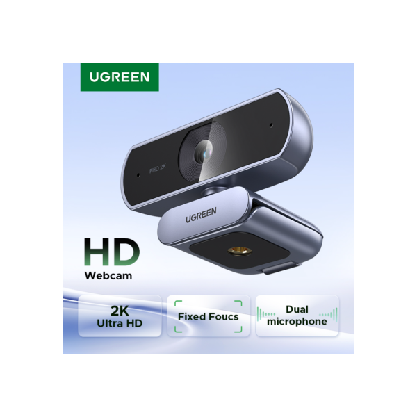 Webcam UGREEN 2K com microfone, câmera Web USB Full HD, FOV ajustável, correção automática de luz, webcam de vídeo para streaming
