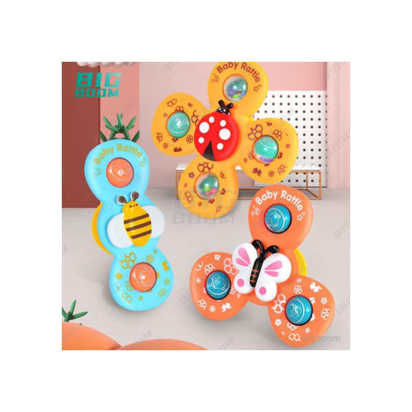 3 Pcs Baby Bath Toy Suction Cup Teether Spinner Top Brinquedos Giratórios Para Crianças