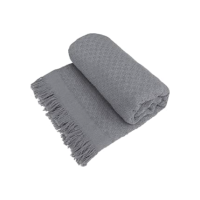 Decolab Manta para Sofá em Algodão com Franjas Artesanais | Cobertor Decorativo para Sofa, Poltrona e Cama | Estilo Boho Chic (Cinza)