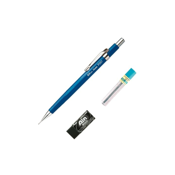 Pentel Lapiseira Sharp P200 Azul + Grafites + Borracha 0.9 mm SM/P207-CMBP