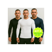 Kit 3 Camiseta Térmica Masculina Segunda Pele Camisa Uv50+
