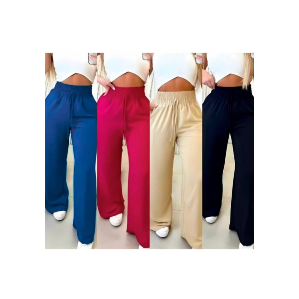 Calça Pantalona alfaiataria  Feminina Com Bolso Cintura Alta tecido Duna
