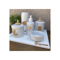 Kit higiene  safari porcelana com nome para decoração