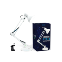 Luminaria Mesa Articulada Escritorio regulavel Leitura Base metal Articulavel Branca