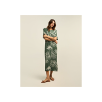 Vestido Midi em Viscose com Estampa Paisagem Verde