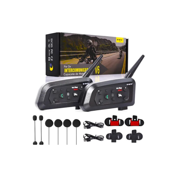 2 Intercomunicador V6 Pro 1200 Capacete Blueotooth Sem Fio