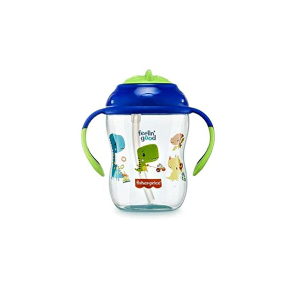 Copo de Treinamento com Canudo First Moments Fisher Price Azul - BB1016