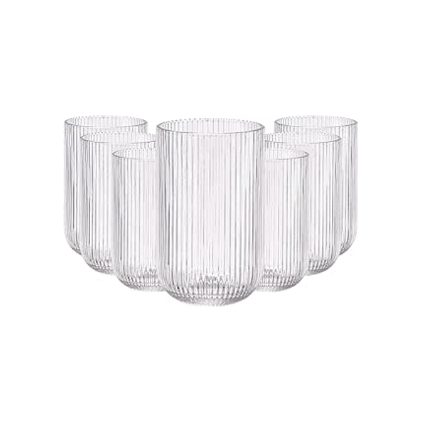 Jogo de 6 Copos Conjunto de Peças de Vidro Transparente Linha 423ml para Suco e Água