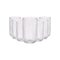 Jogo de 6 Copos Conjunto de Peças de Vidro Transparente Linha 423ml para Suco e Água
