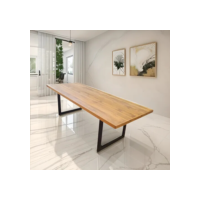 Mesa De Jantar Industrial Madeira Com Pé Metal Preto 220x100
