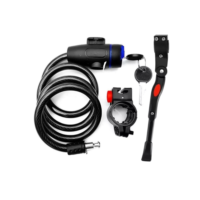 Trava Cabo De Aço Cadeado Segurança Bike Moto Espiral Anti-Roubo + Descanso Pezinho Para Bike Lateral -BUSCABUSCABR