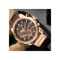 Curren Relógio Analógico Esportivo Masculino Com Pulseira De Couro À Prova D 'Água 8291xc