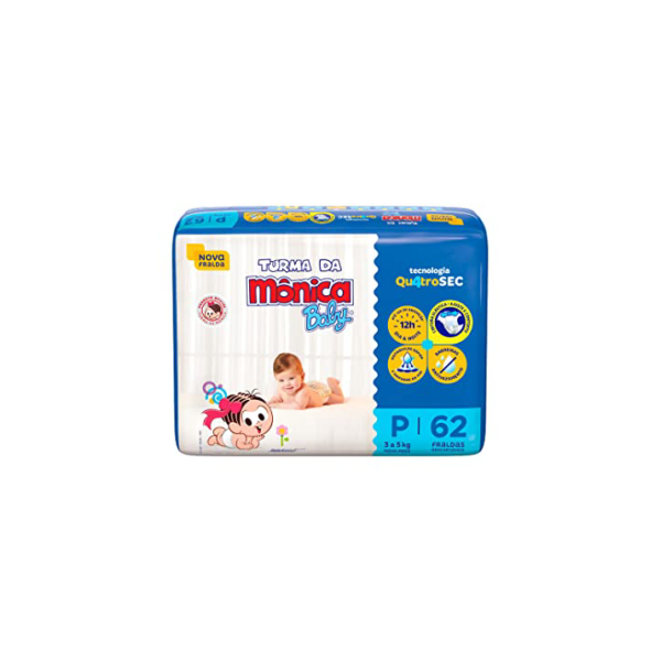 Fralda Turma da Mônica Baby Mega P 62 Unidades
