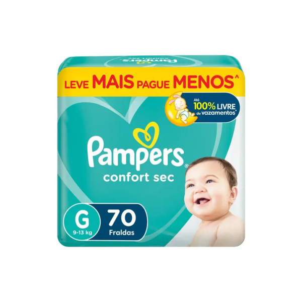 Fralda Descartável Pampers Confort Sec Tamanho G 70 unidades