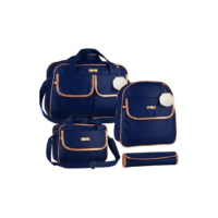 Bambinelli kit bolsa maternidade com mochila menina menino cor azul-marinho