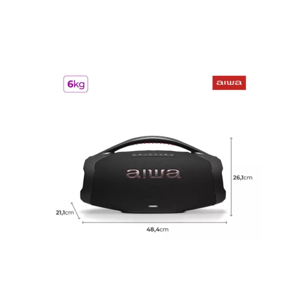 Caixa De Som Boombox Aiwa AWS-BBS-01B 200w IP66 30hs De Bateria Preto