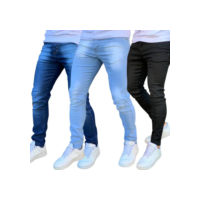Kit 3 Calça Jeans Skinny Masculina Com Lycra Estica Muito Nf