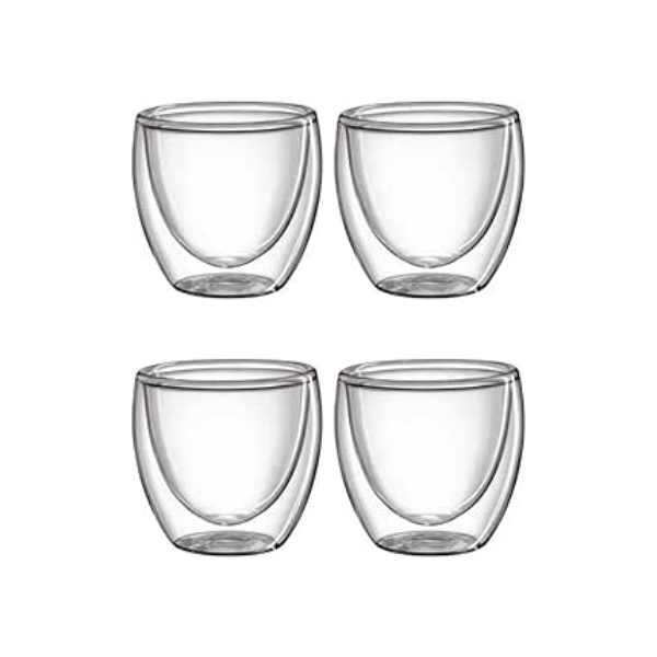 Conjunto 4 Copos Parede Dupla Café/chá Vidro Borossilicato - Envio Hoje