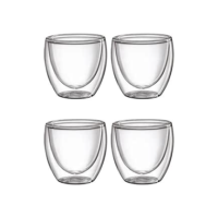 Conjunto 4 Copos Parede Dupla Café/chá Vidro Borossilicato - Envio Hoje