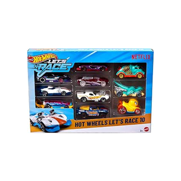 Hot Wheels Diecast Veículo de Brinquedo Let's Race Embalagem com 10 Carros Surpresa para crianças a partir de 3 anos