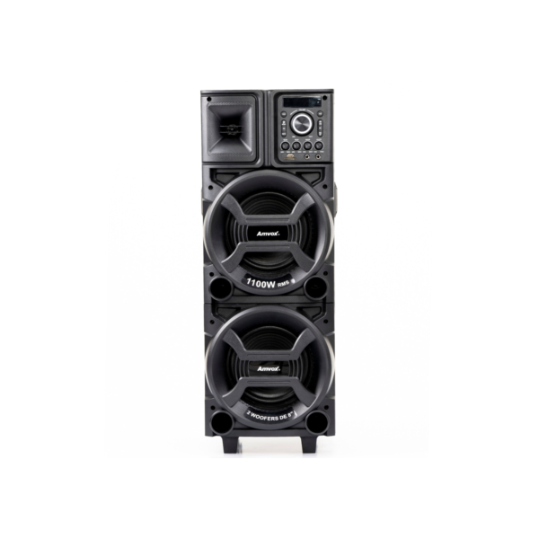 Caixa Torre de Som 1100W Amvox ACA1101 Black Duplo Woofer 8 BT Bivolt bluetooth