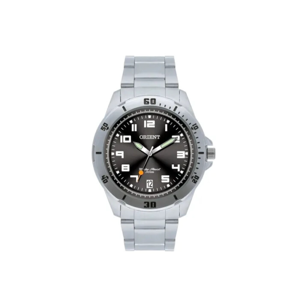 Relógio de pulso Orient MBSS1155A com corria de aço inoxidável cor prata - fondo preto