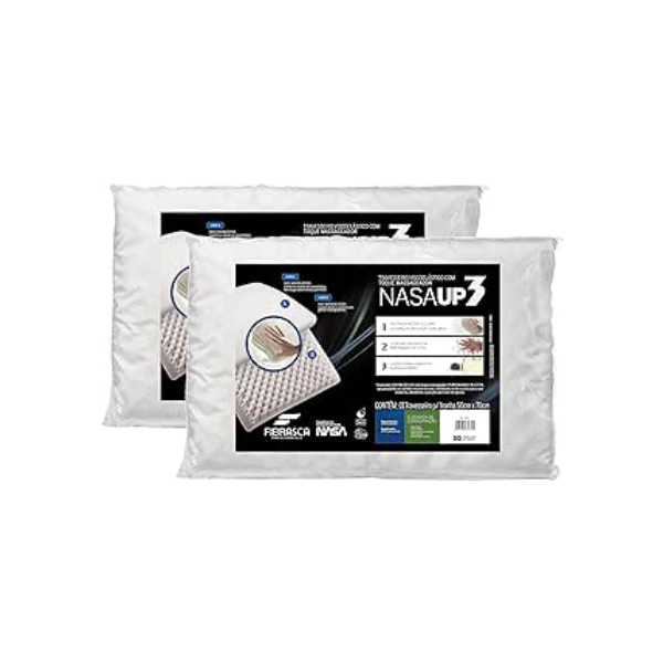 Kit 2 peças Travesseiro Nasa Up 3, para fronhas 50x70 cm, Fibrasca