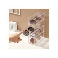 4 Camadas Caixa de Armazenamento de Mesa Estilo Gaveta de Acrílico à Prova de Poeira