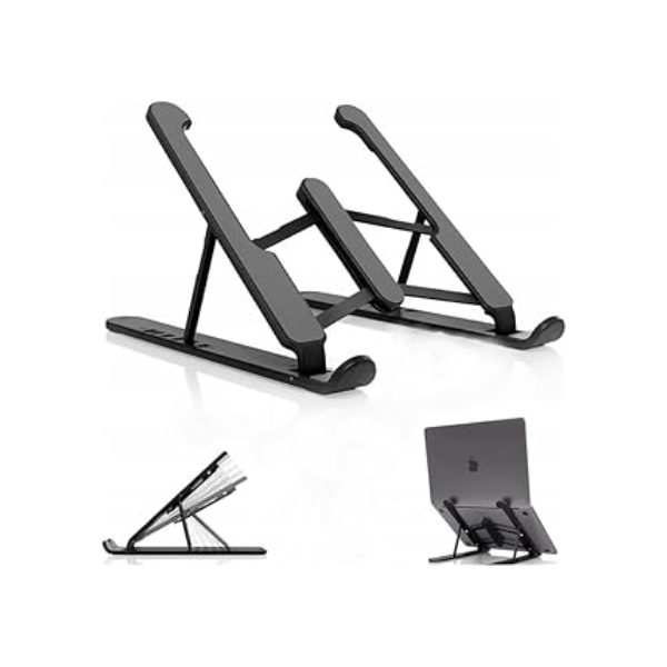 Suporte Ajustável Liga ALUMINIO para Notebook, 6 POSICOES, saida de ar, serve para notebook tablet celular qualquer eletronico, Ergonômico, Dobrável, 26 x 19 cm, Premium