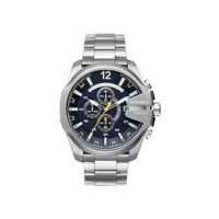 Diesel Relógio masculino Mega Chief de aço inoxidável com cronógrafo de quartzo, Relógio de quartzo de couro DZ4290