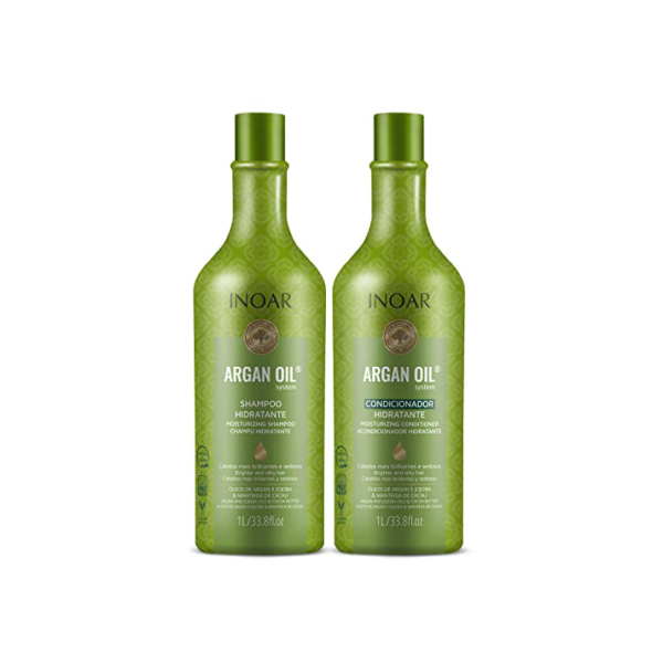Inoar, Kit Argan Oil System – Shampoo e Condicionador 1L, Hidratação Profunda, Brilho Intenso, Redução de Frizz, Nutrição com Óleo de Argan, Para Todos os Tipos de Cabelo