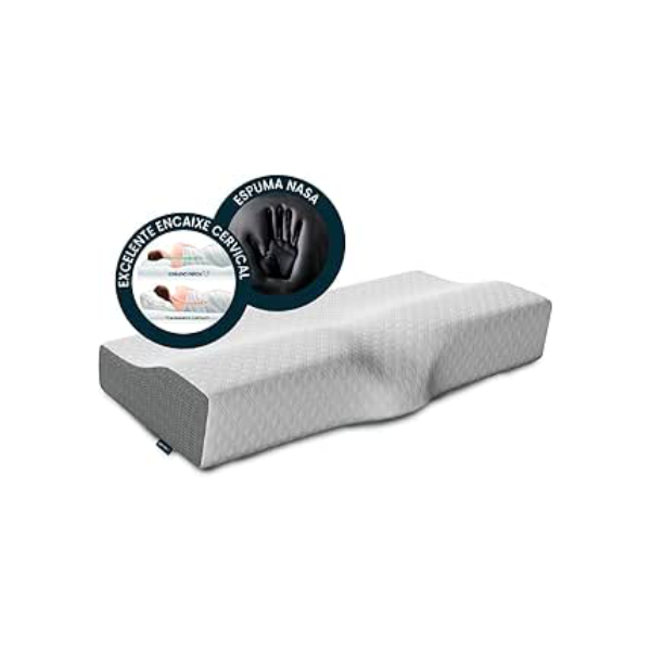 Travesseiro Cervical NASA - Coluna Relax - Suporte Ergonômico com Carvão Ativado e Elevação Lateral para Suporte Adicional