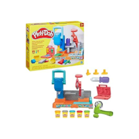 Play-Doh Conjunto de massinha Mesa de Ferramentas Coloridas com 5 potes de massinha de modelar e acessórios, para brincadeiras criativas, presente de Dia das Crianças para crianças acima de 3 anos