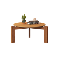 Mesa De Centro P/ Sala Estar Redonda Madeira Orgânica Luxo
