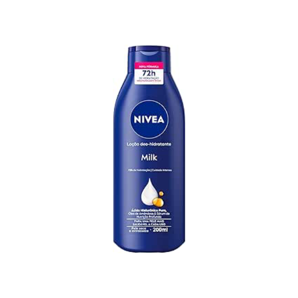 NIVEA Hidratante Corporal Milk Pele Seca - Nutrição intensa para pele seca a extrasseca, com fórmula cremosa que deixa a pele macia, cheirosa e hidratada por 48h - 200ml