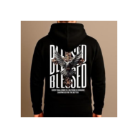 Moletom Canguru Blusa De Frio Algodão Estampado Masculino Confortável Inverno Blessed - Preto