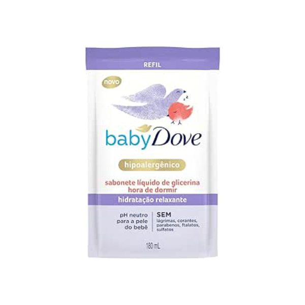 Baby Dove Sabonete Líquido De Glicerina Hidratação Relaxante Hora De Dormir Sachê 180Ml Refil