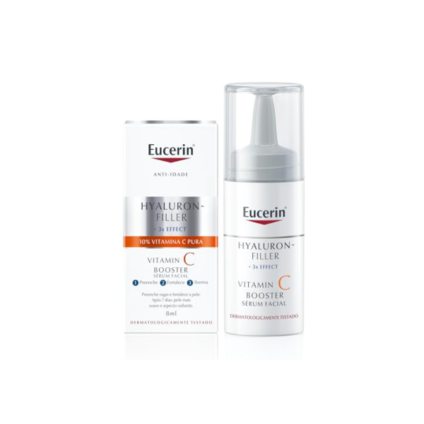 EUCERIN Sérum Facial Vitamina C Pura 10% Concentrado 8ml, Antioxidante, Pele Uniforme, Hyaluron-Filler, Ácido Hialurônico, Antirrugas